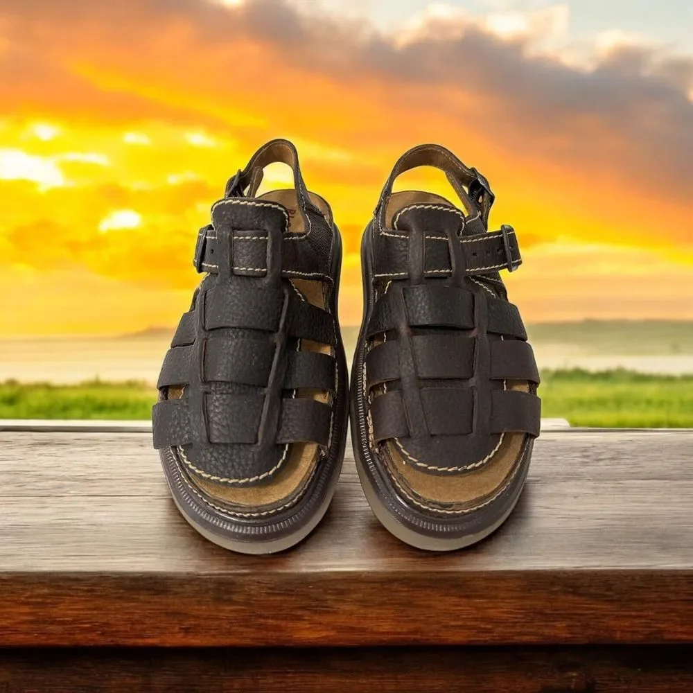 RJ Colt Mens Leather Sandals Brown Riverhead Open Toe‎ Outdoors Chunky Sz 11M